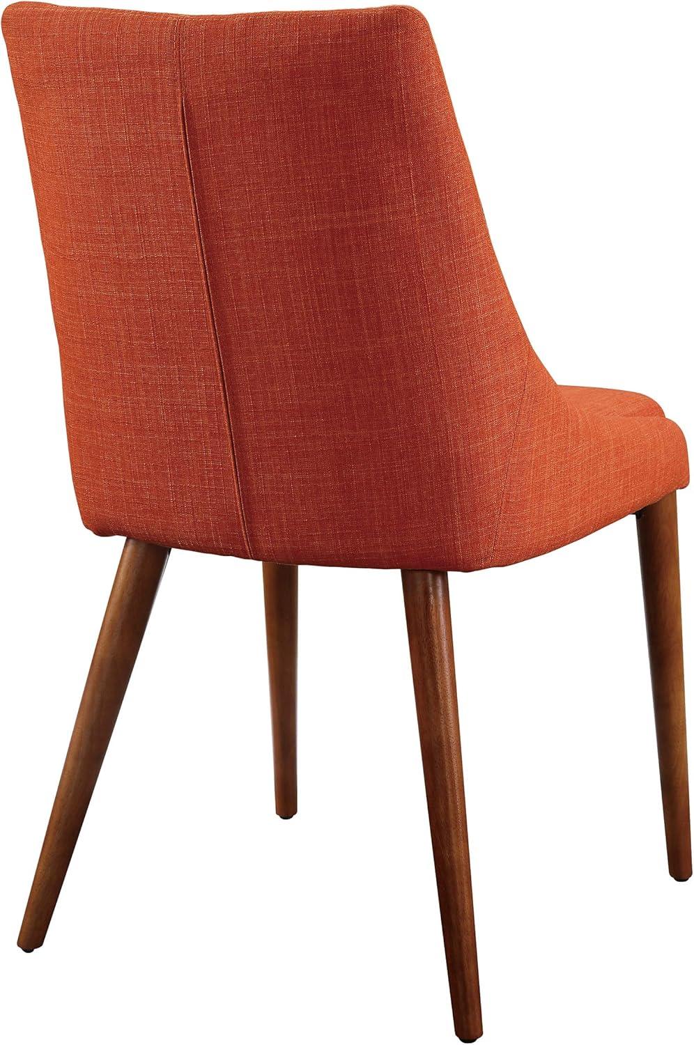 Contemporary Tangerine Upholstered Wood Side Chair