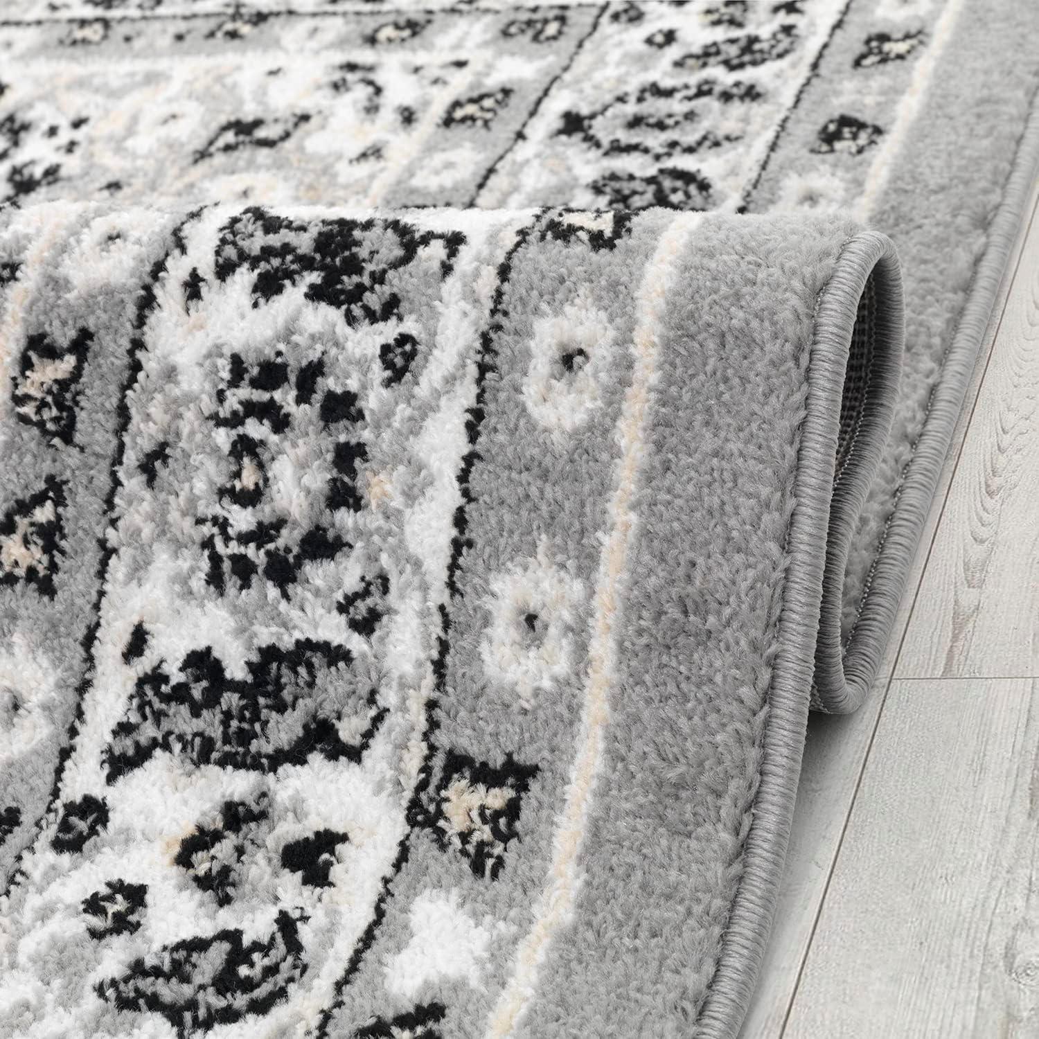 World Rug Gallery Vintage Oriental Distressed Medallion Grey 5' x 7' Indoor Area Rug