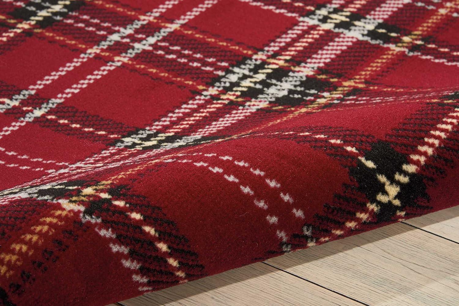 Nourison Grafix Plaid Red 5'3" x 7'3" Area Rug, (5x7)