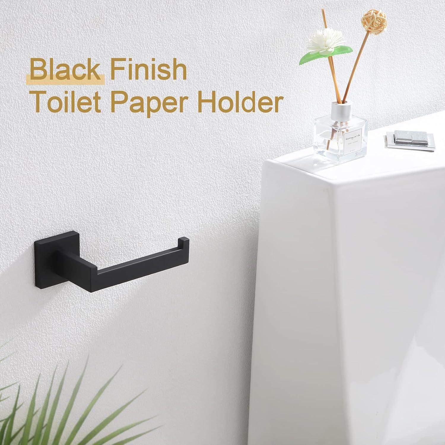 KOKOSIRI Black Toilet Paper Holders Bathroom Toilet Paper Roll Holder SUS304 Stainless Steel Contemporary Wall Mounted Matte Black B2003BK
