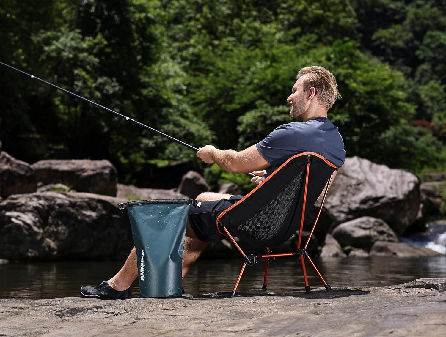 Orange Lightweight Aluminum Folding Camping Chair with Storage Bag