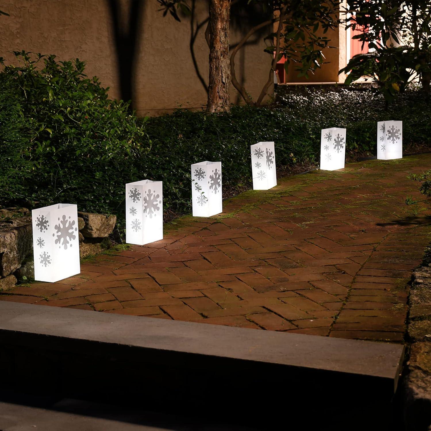 LumaBase 6 -Pack 10-Inches Freestanding Snowflake Light display with Yellow LED Lights