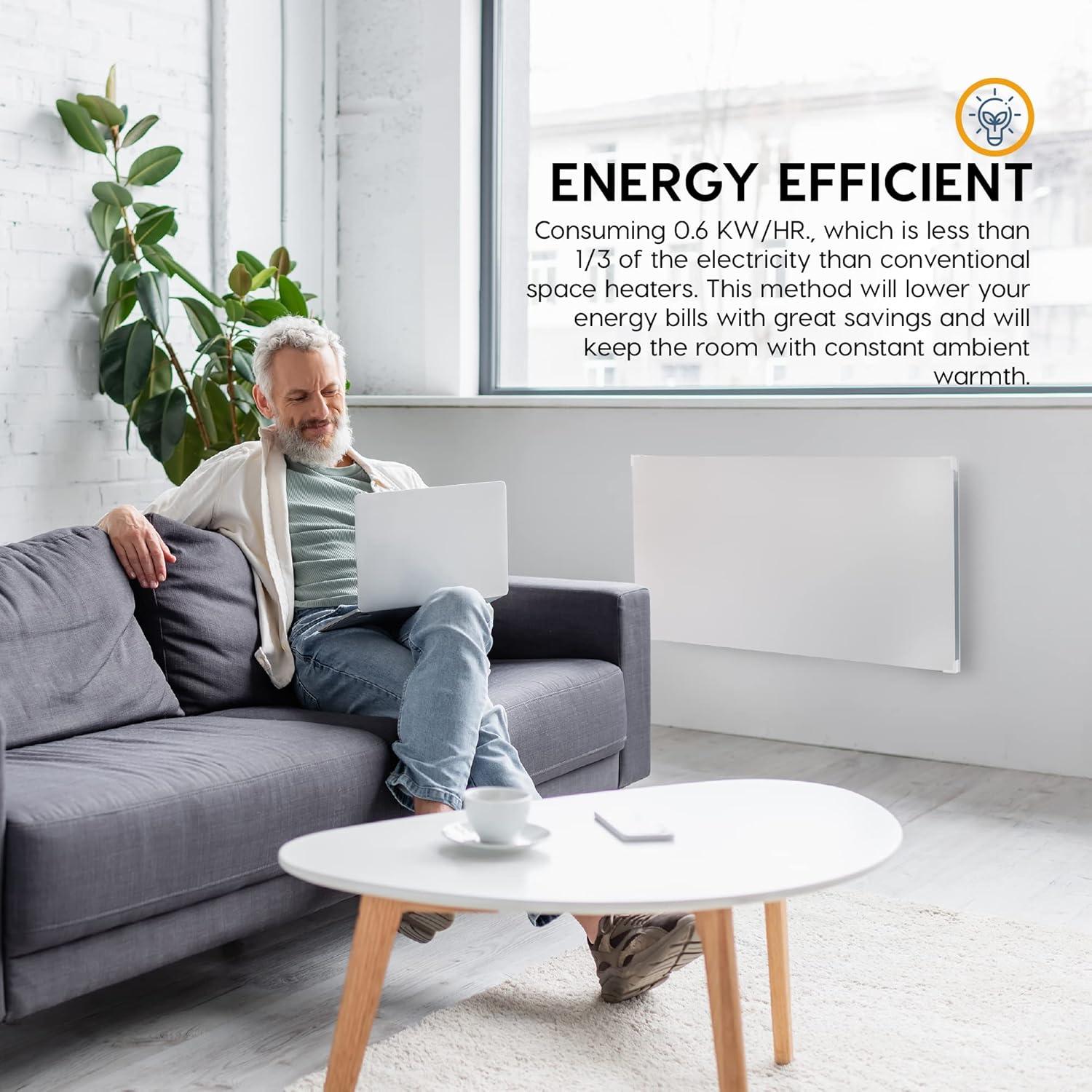 White Electric Wall Heater with Thermostat and Convection