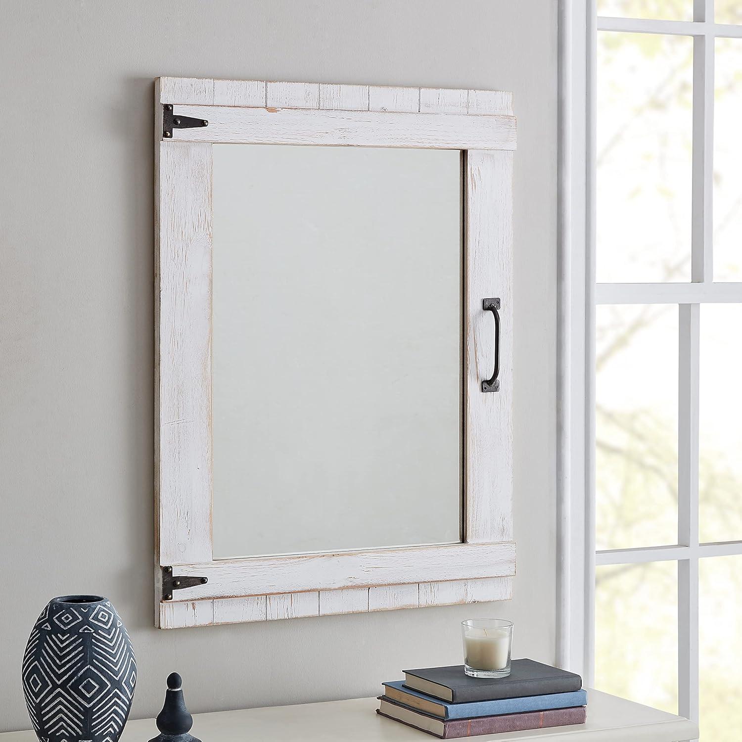 FirsTime & Co. White Cottage Door Wall Mirror, Farmhouse, Rectangular, 24 x 1 x 32 in