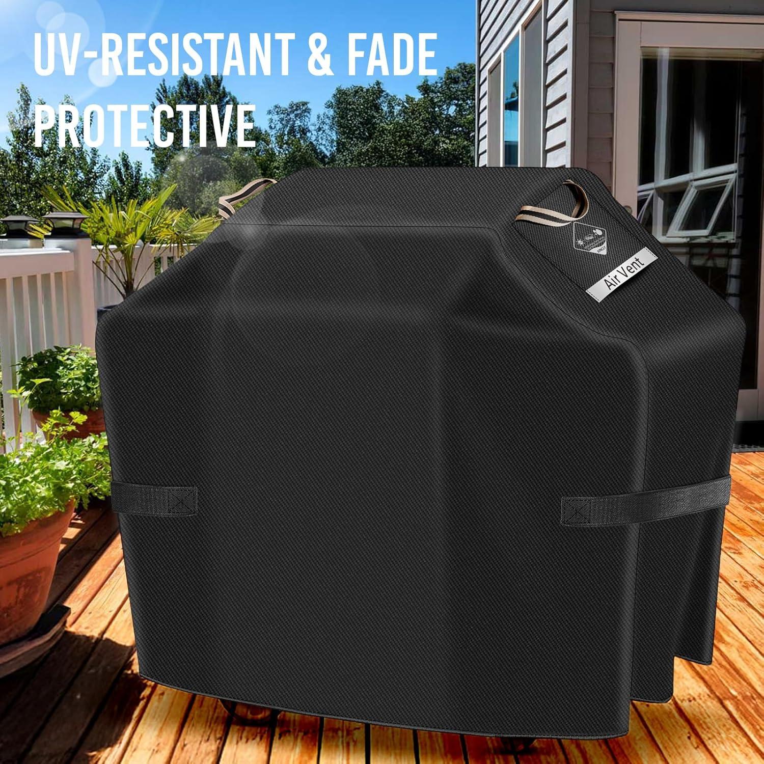 KINGLY Heavy Duty 55 Inch Grill Cover for Outdoor Grill,600D Waterproof Fade Resistant 55 Inch BBQ Gas Grill Cover for Weber Outdoor Grill with Strap,Barbecue Cover for Weber Char-Broil Nexgrill,etc