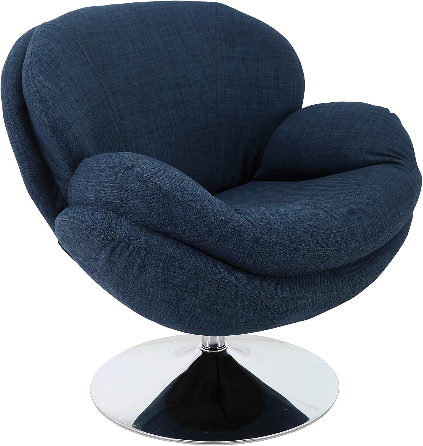 Relax-R Strand Fabric Upholstered Leisure Accent Chair in Denim/Chrome Base