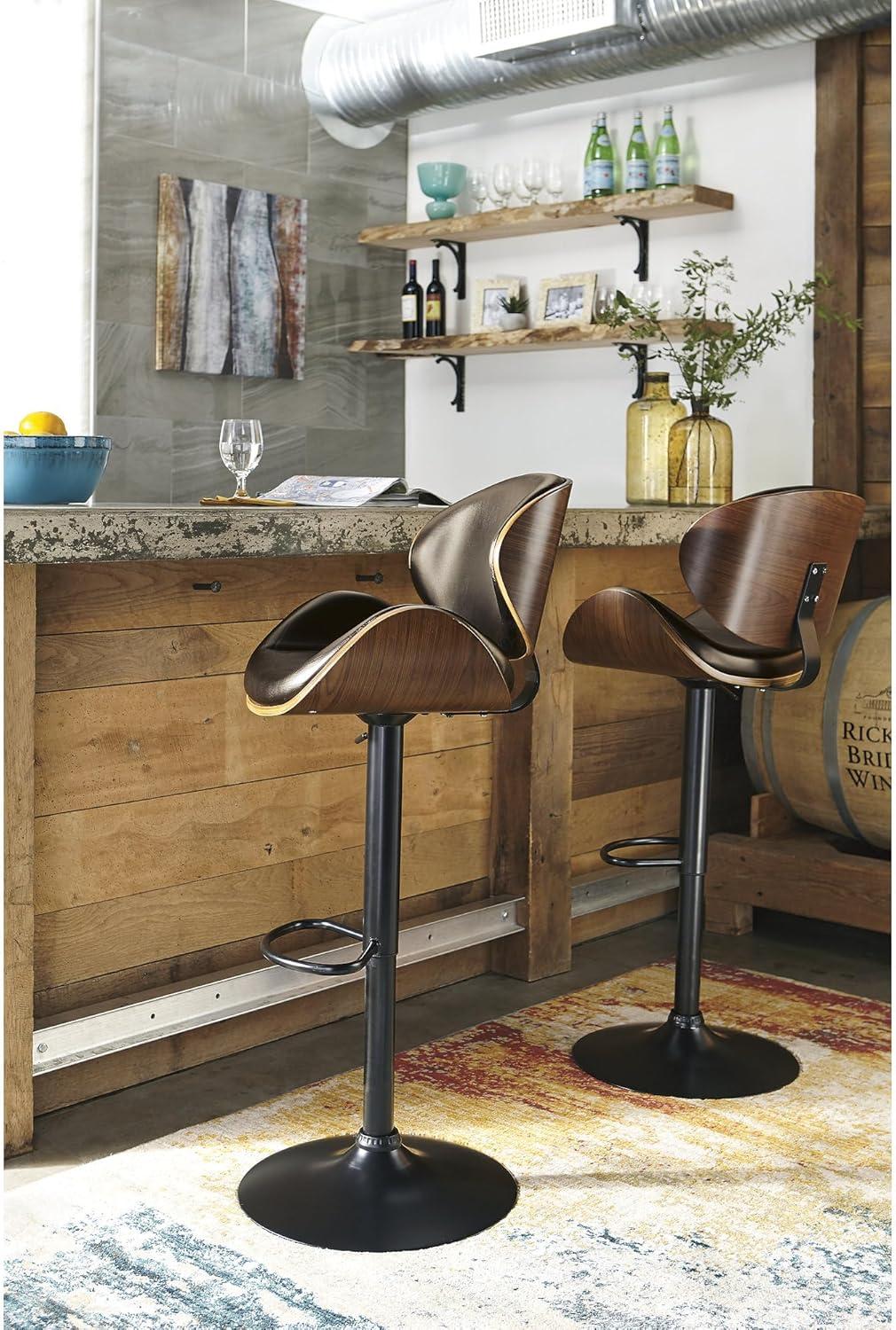 Signature Design by Ashley Contemporary Bellatier Adjustable Height Bar Stool  Brown