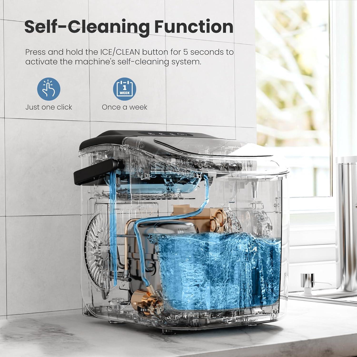 Compact White Stainless Steel Portable Countertop Ice Maker