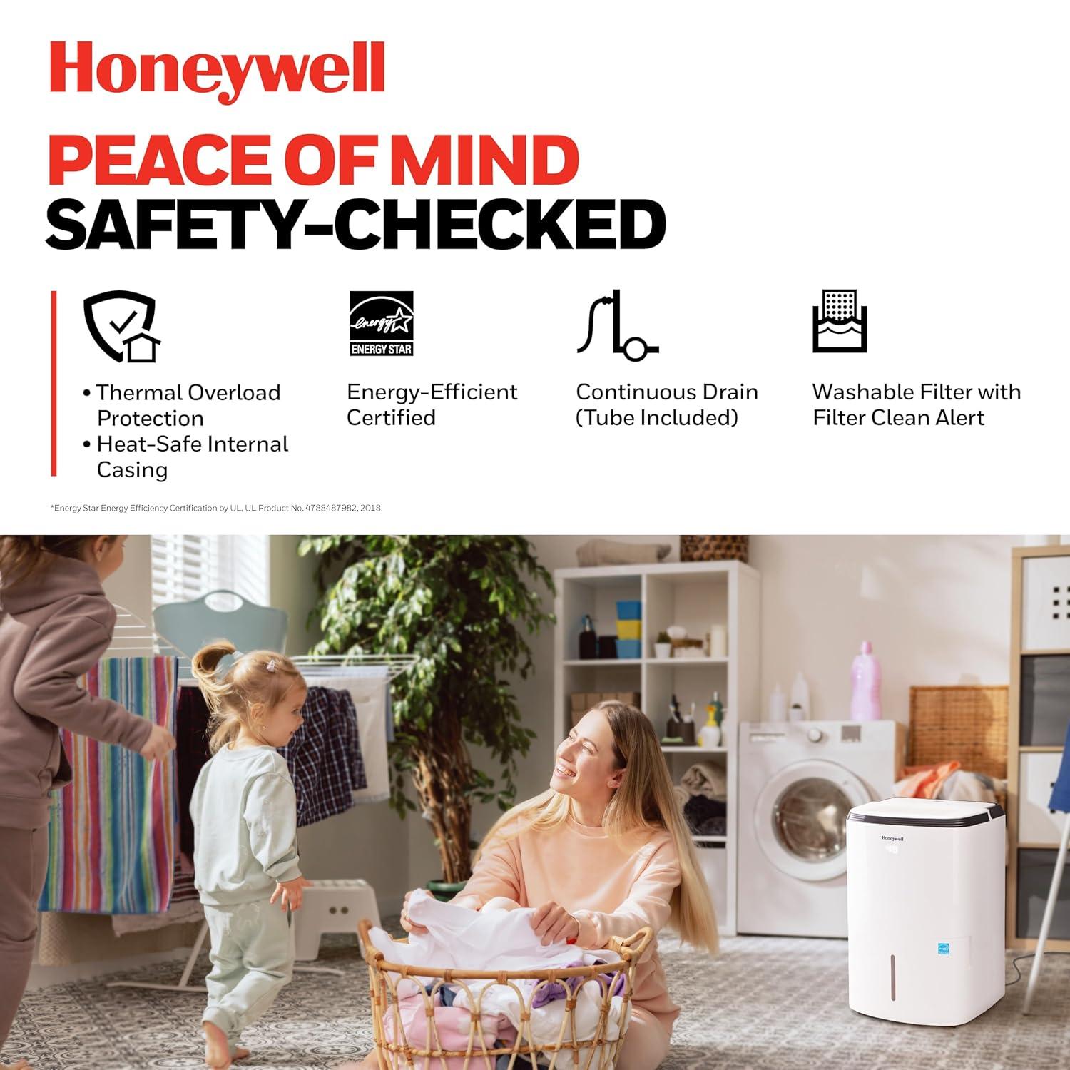 Honeywell Honeywell 50 Pints Per Day Dehumidifier With Built-in Pump for Rooms Up to 4000 Sq Ft