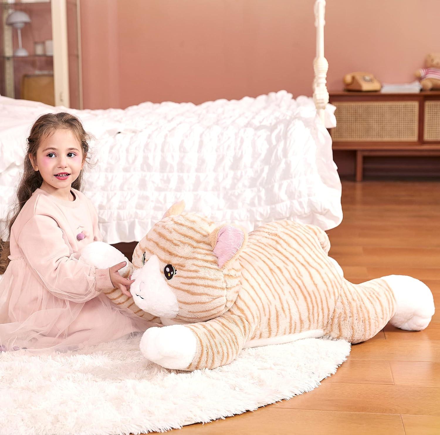 IKASA Giant Cat Stuffed Animal Plush Toy,Large Jumbo Kitten 30" Orange Huge Cute Soft Toys,Big Size Plushy Fluffy Fat Oversized Plushie,Gifts for Kids Girls Boys Girlfriend Children