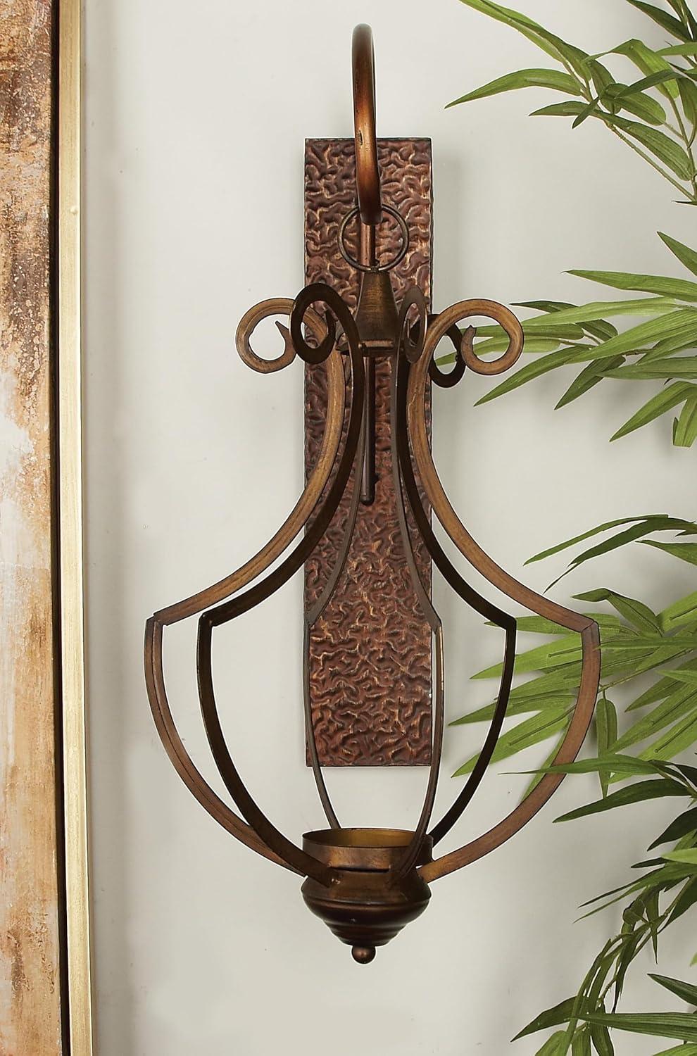 Co-t Bronze Iron Wall Sconce With Textured Finish And Glass Globe For Elegant Candle Display