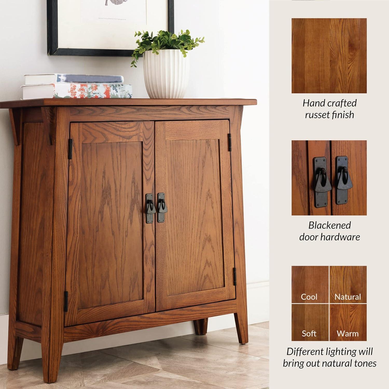 Leick Home 10032-RS Mission Round End Table with Drawer, Made with Solid Wood, Side Table for Living Room, Bedroom, and Office, Slate Black Finish