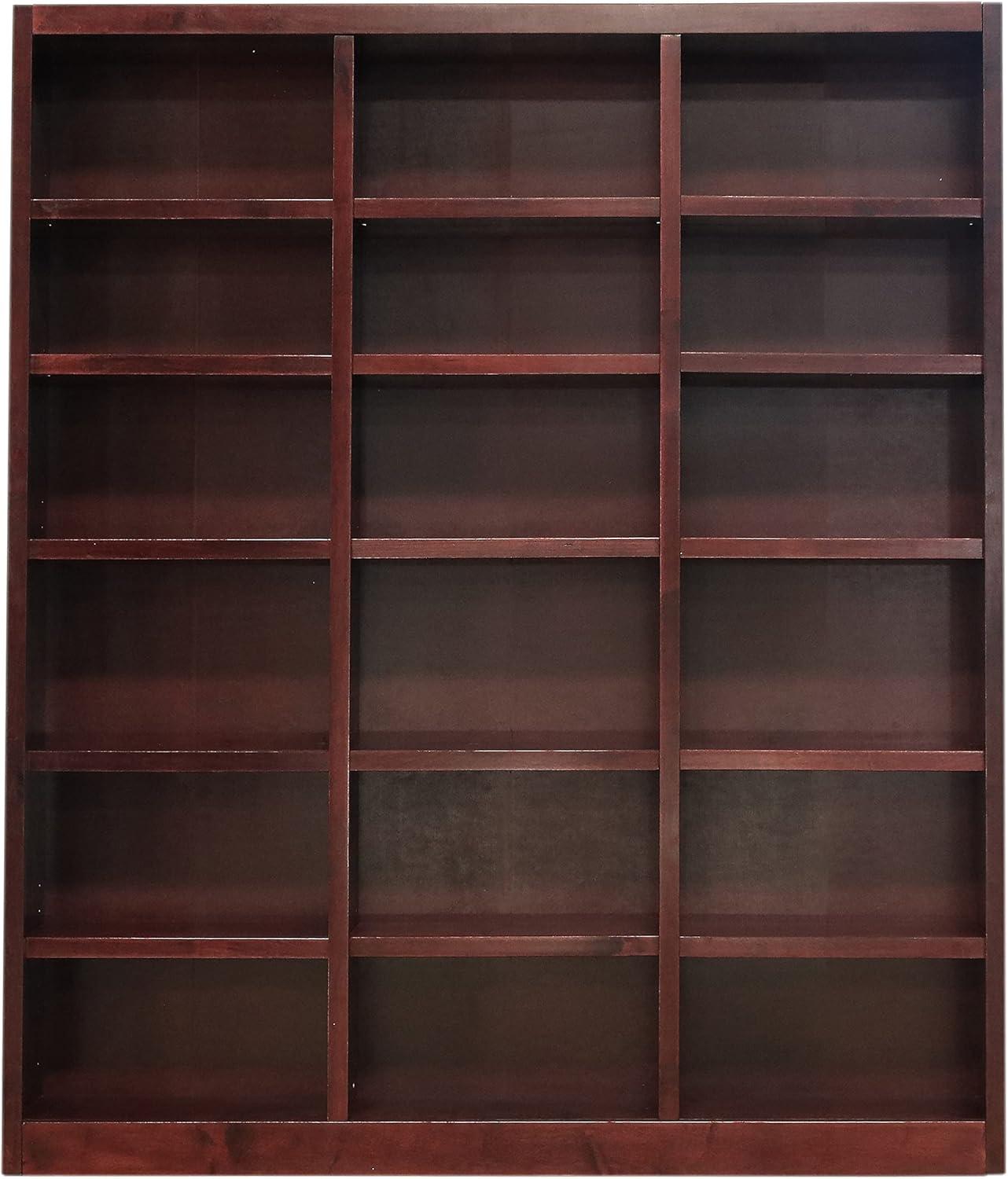 Winston Porter Aliette Triple Wide Wood Bookcase, 18 Bookshelf, 84 inch Tall Storage and Display Bookshelf for Home Office and Living Room