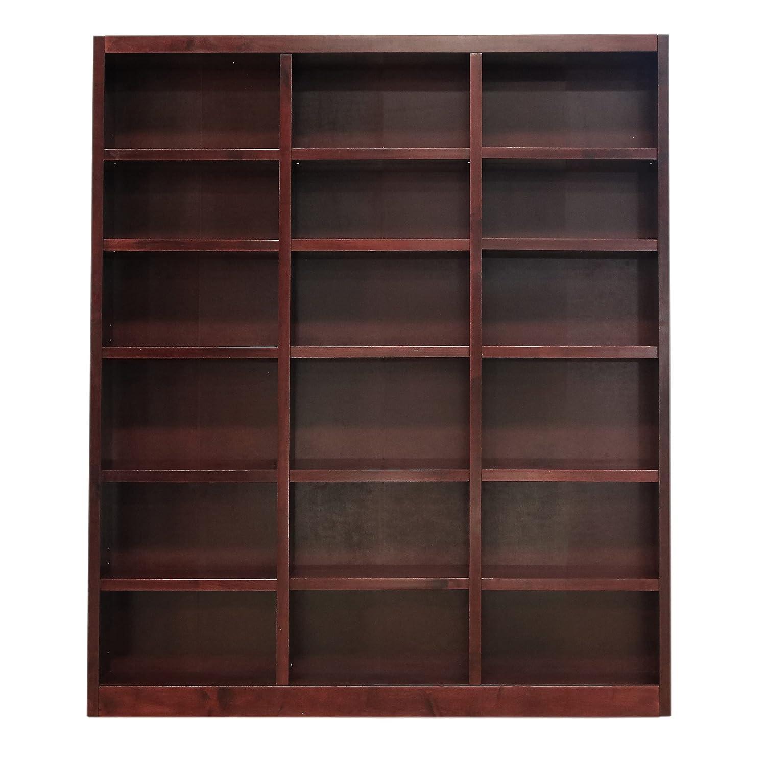 Winston Porter Aliette Triple Wide Wood Bookcase, 18 Bookshelf, 84 inch Tall Storage and Display Bookshelf for Home Office and Living Room