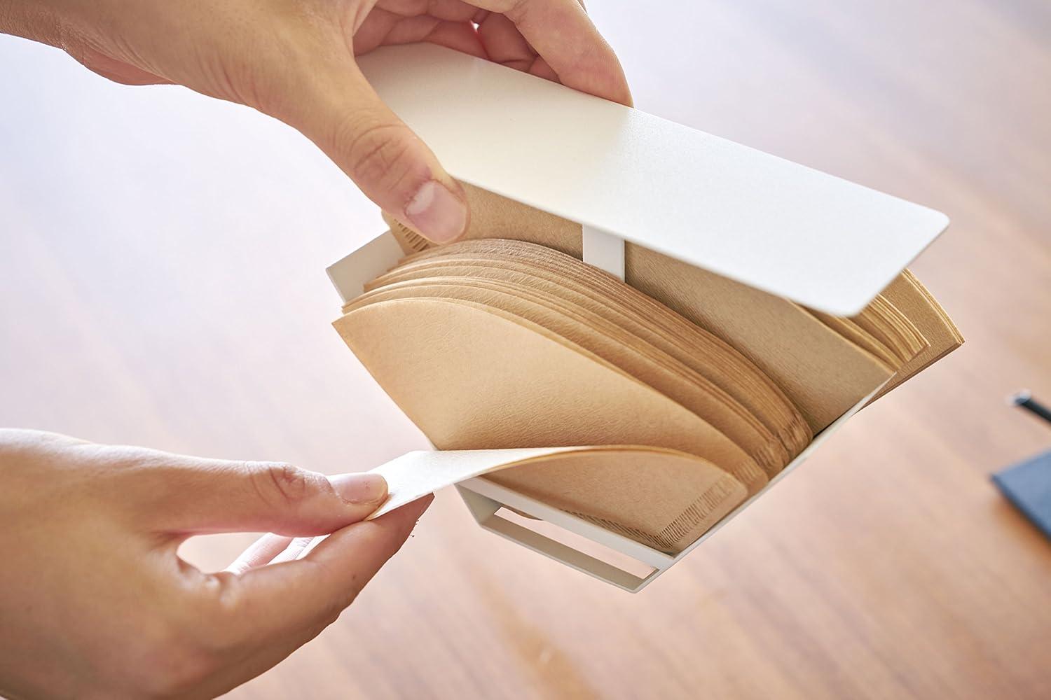 Yamazaki Home Yamazaki Home 02 Coffee Filter Case - Kitchen Storage Holder Container, Steel, Lid