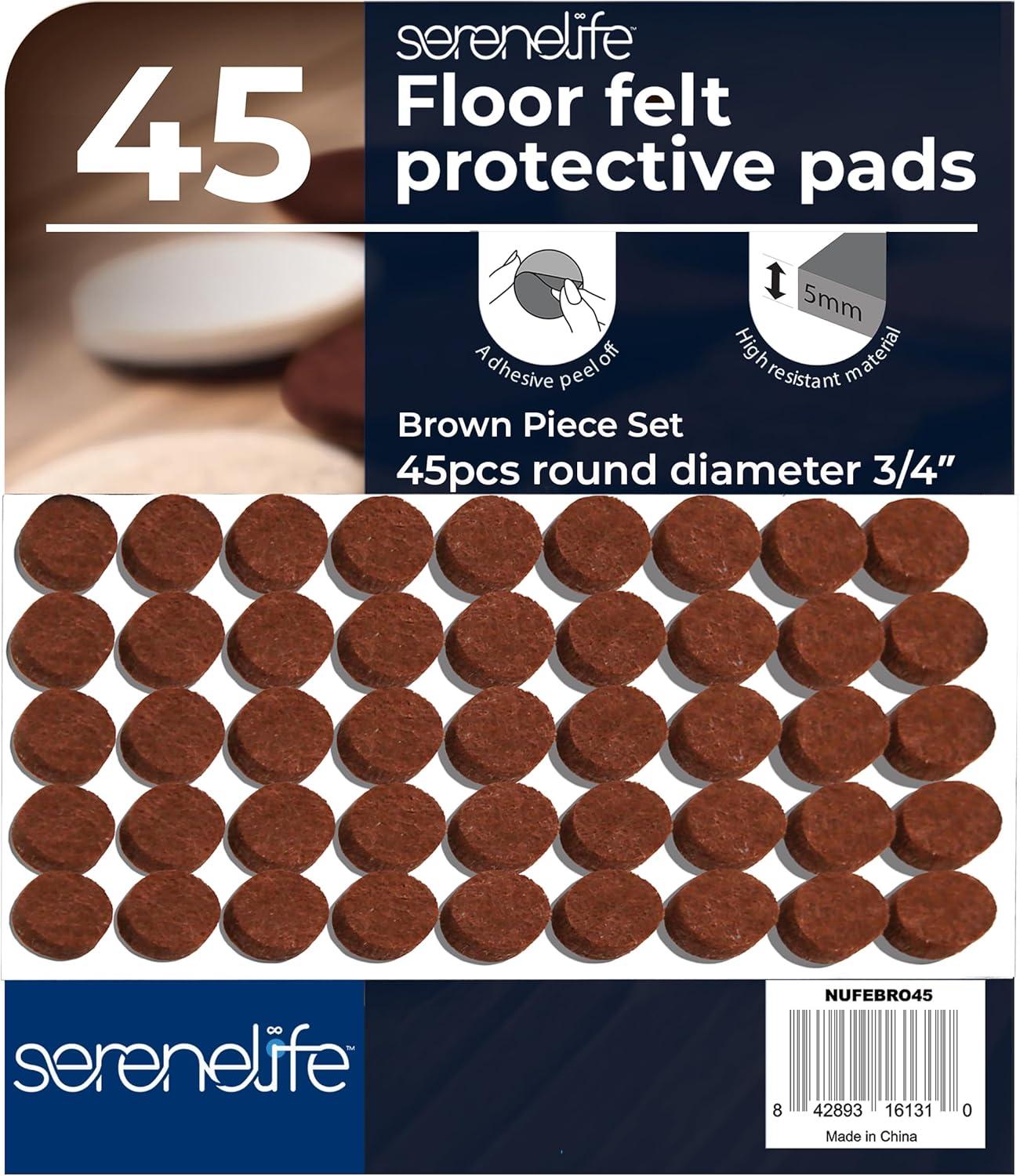 45 Pcs. Felt Furniture Pads - Protect Various Floors Including Hardwood, Laminate, Tile, and Vinyl