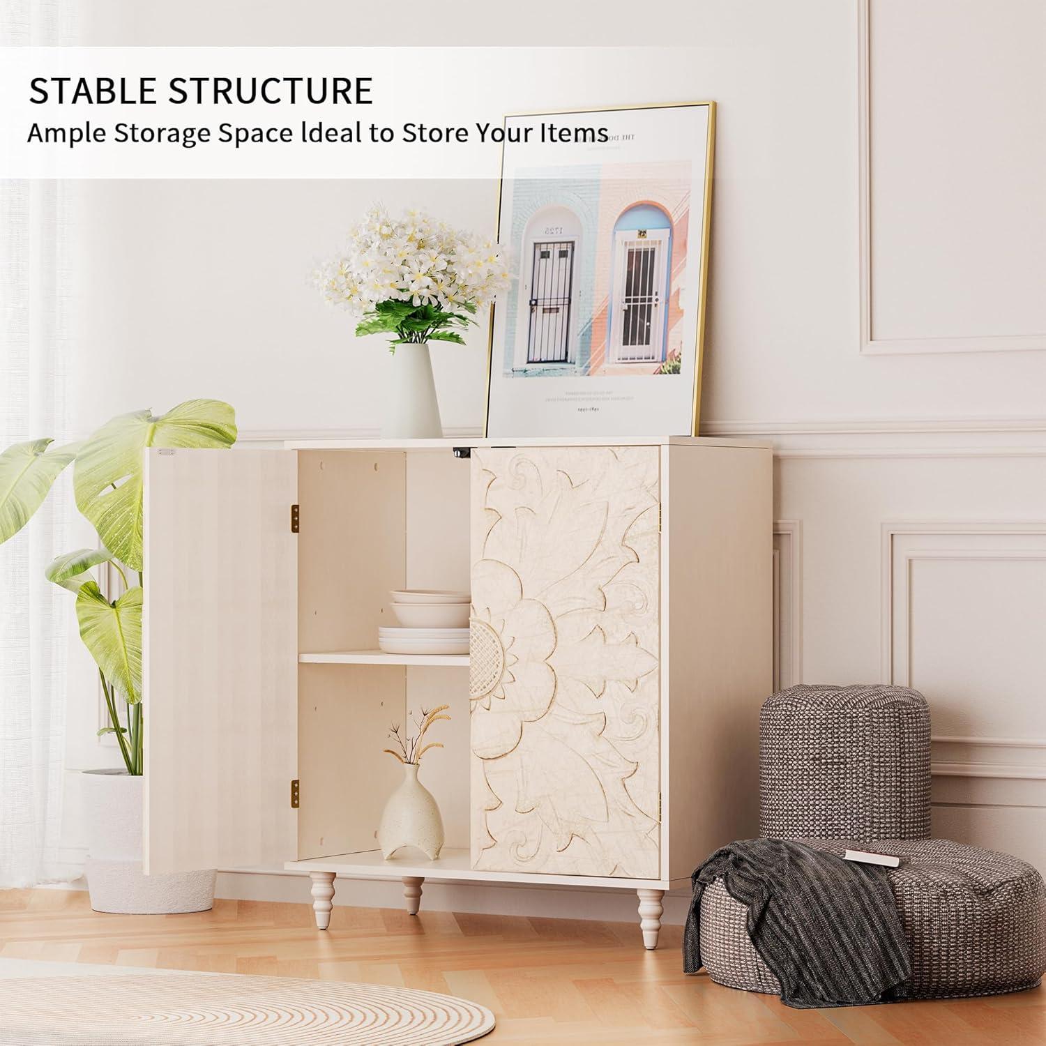 Mercer41 47.2" Accent Cabinet With 3D Geometric Doors