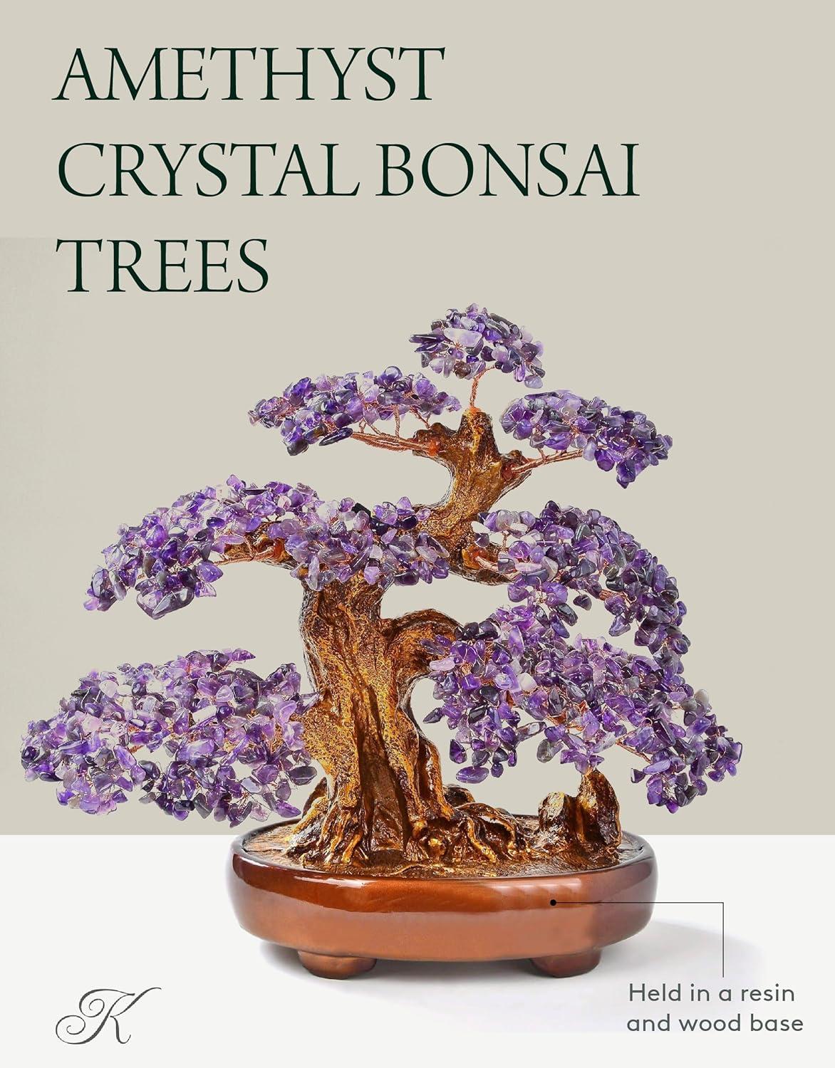 KALIFANO Natural Tree of Life Gemstones (1,251 Count) - Bonsai Feng Shui Chakra Crystal Money Tree for Healing and Luck - 14"