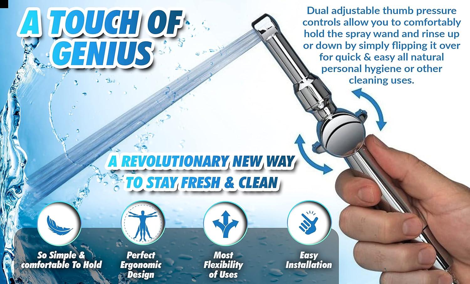 Patented Aquaus 360 Bidet for Faucet with Brass Sprayer- Warm Water Bidet – Dual Thumb Pressure Controls - Adjustable Spray Pressure - Extended Spray Reach 4’’ to 11’’