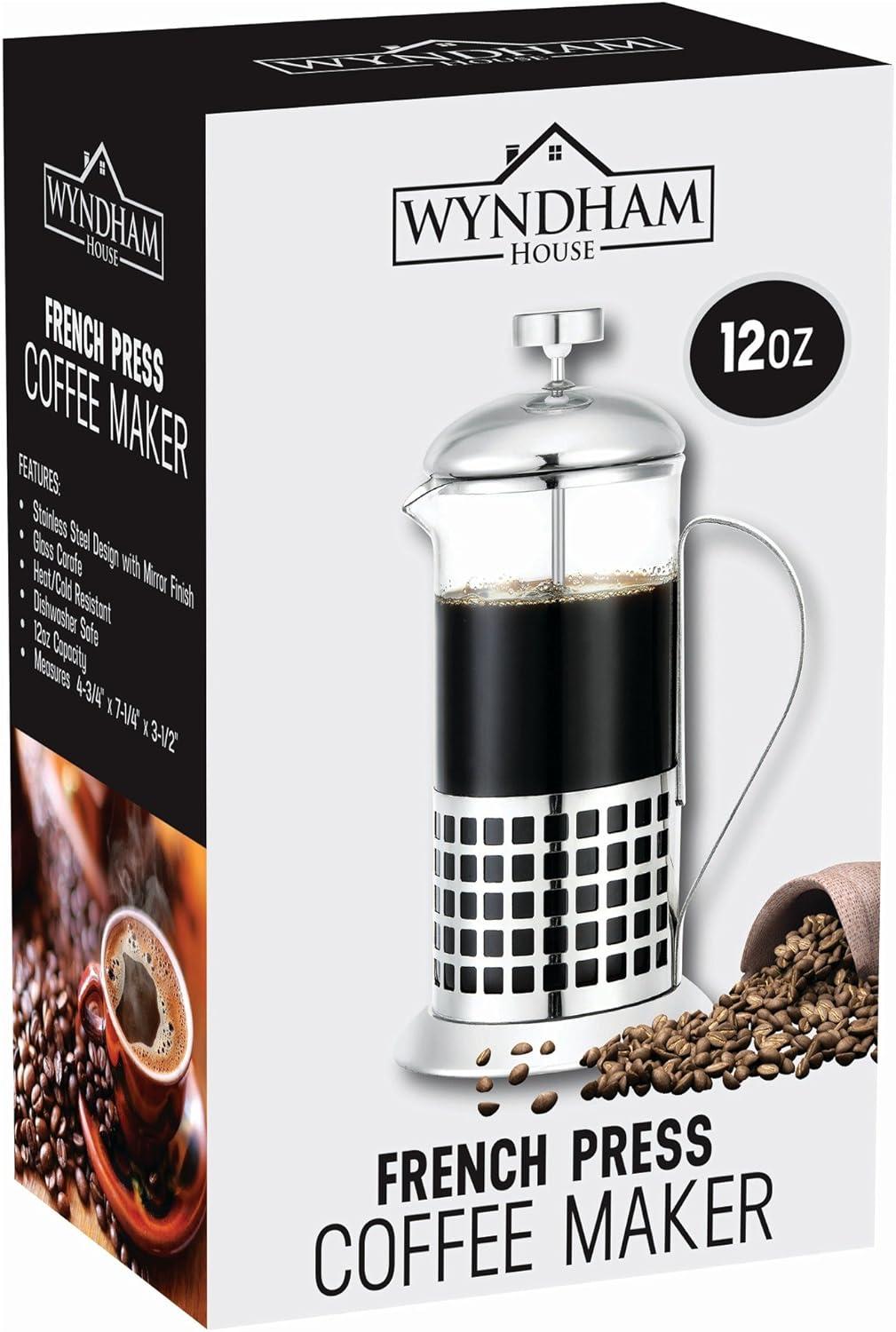 Wyndham House Stainless Steel 12oz French Press Coffee Maker