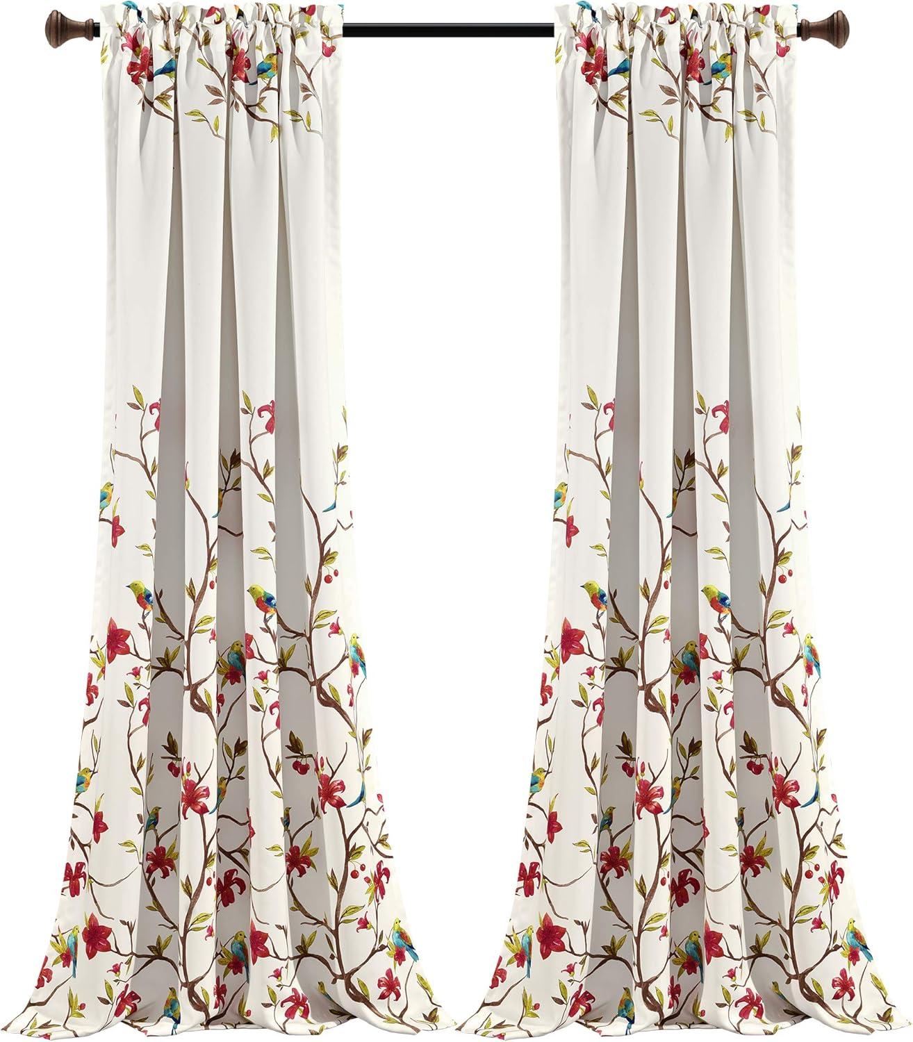 Set of 2 Neela Birds Light Filtering Window Curtain Panels - Lush Décor