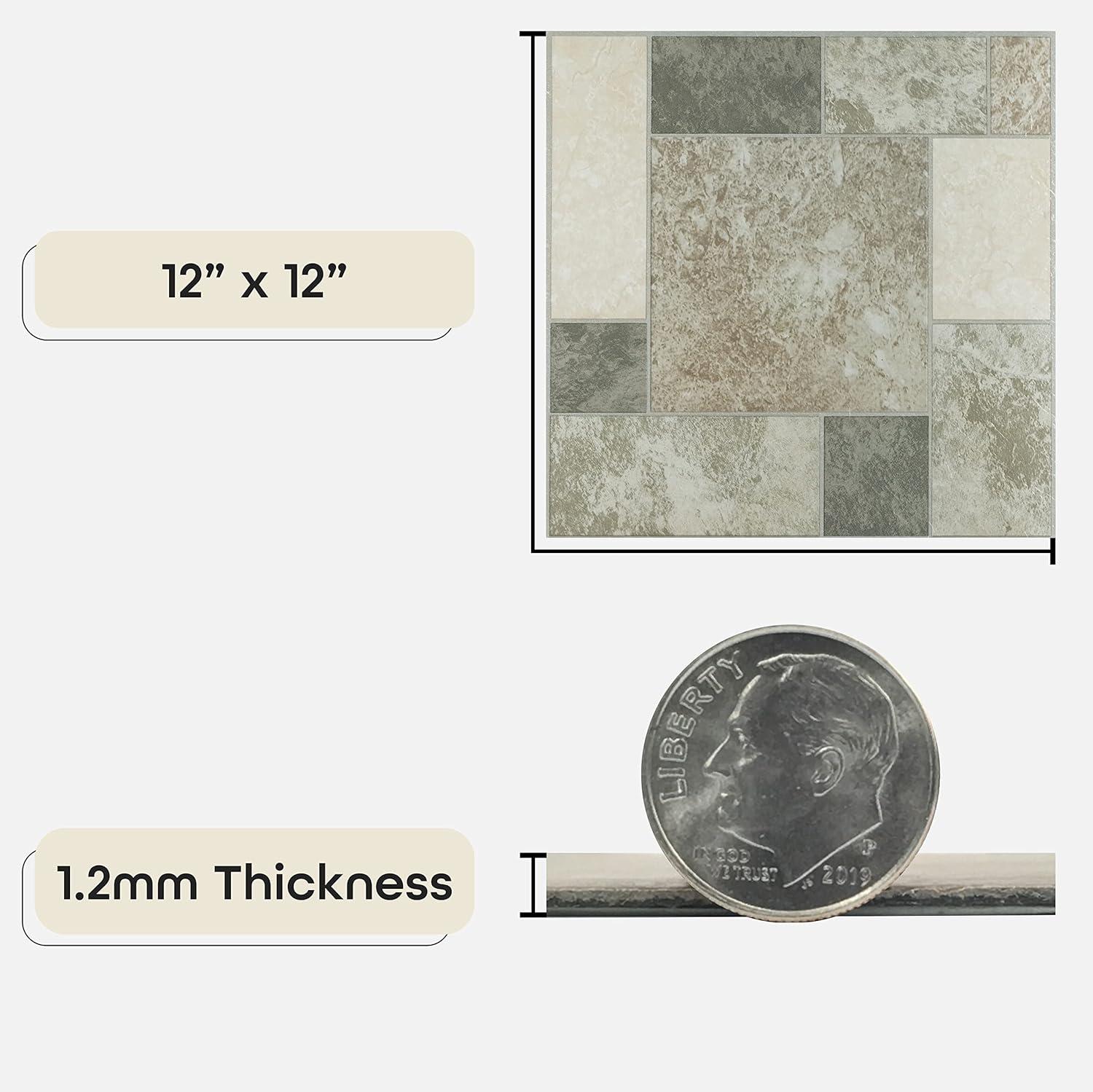 Ancient Beige Mosaic 12'' Self-Adhesive Vinyl Tile with Water Protection