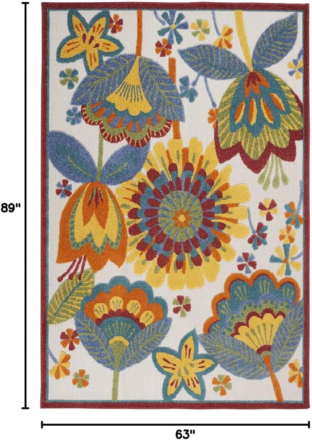 Nourison Aloha Floral Bordered Outdoor Area Rug