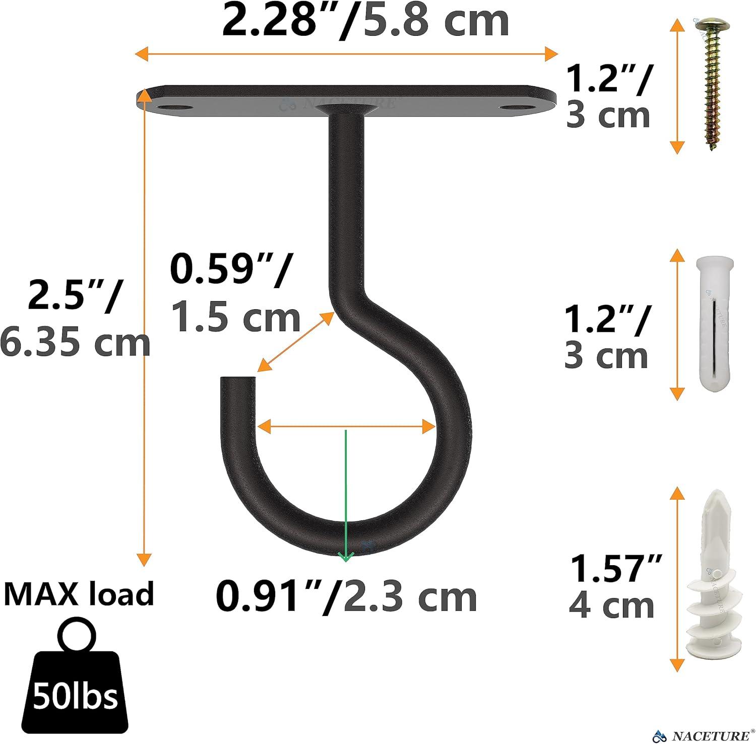 Black Heavy-Duty Iron Wall Mount Plant Hanger Hooks, 2-Pack