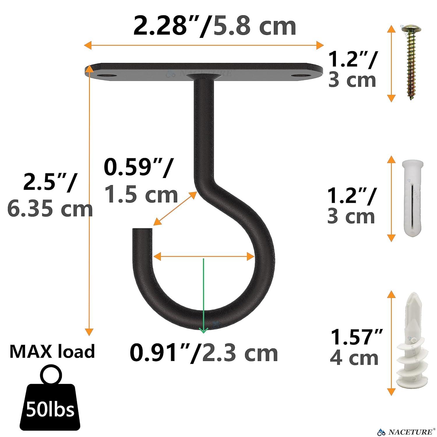 Black Heavy-Duty Iron Wall Mount Plant Hanger Hooks, 2-Pack