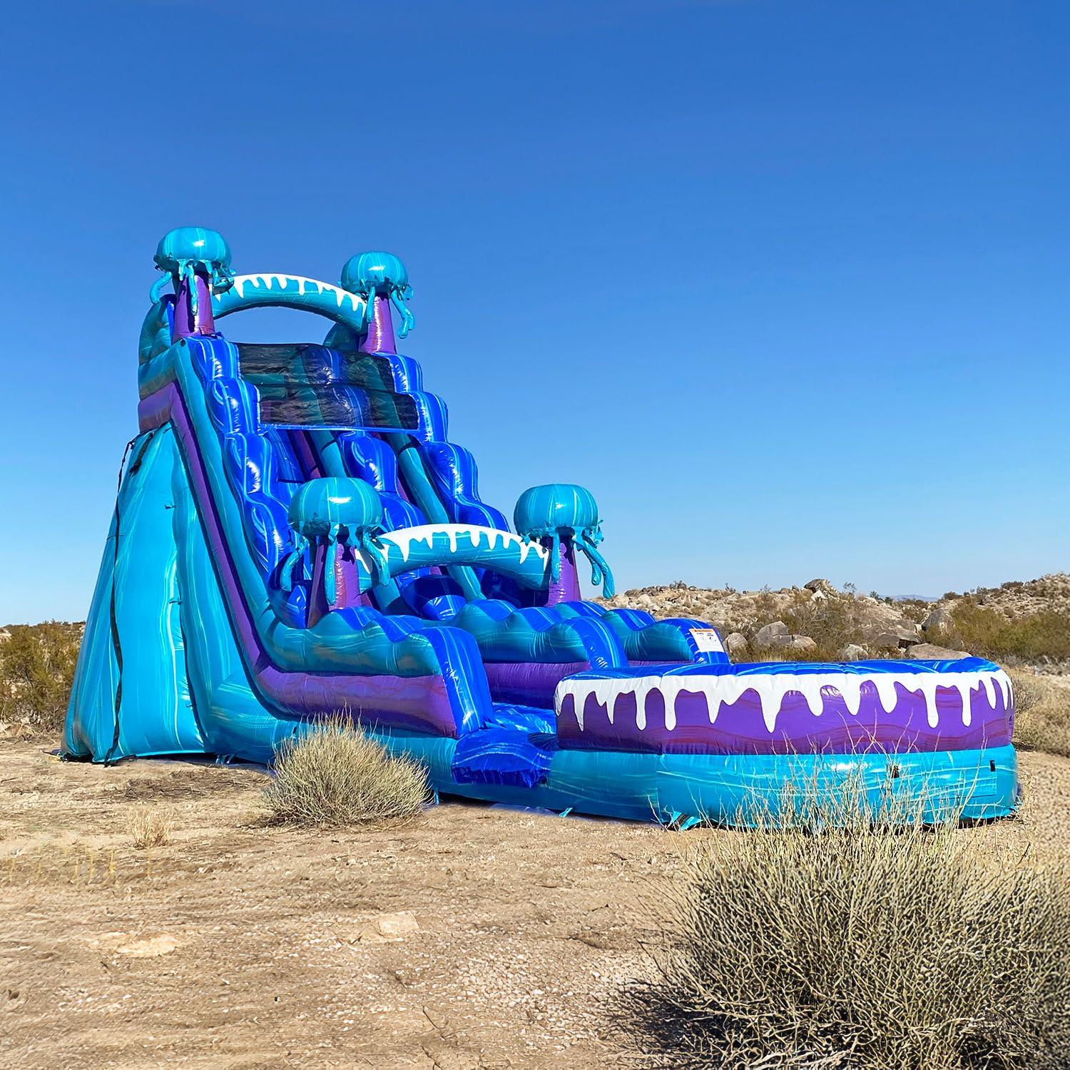 JumpOrange 19’ Electric Commercial Grade Water Slide with Splash Pool for Kids and Adults (with Blower), Outdoor Indoor, Wet Dry Use, Tall Inflatable
