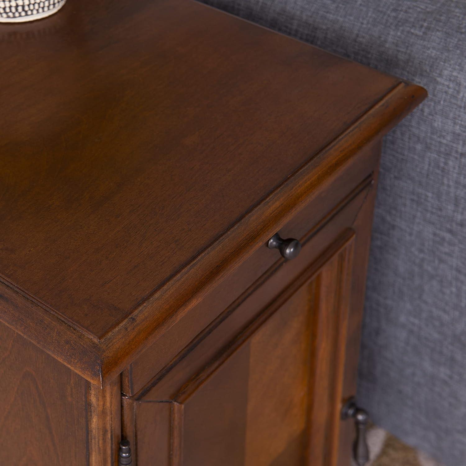 Powell Butler Accent Table with USB and Electrical Charging Station, Hazelnut