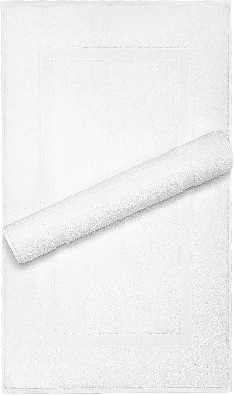 White Cotton Soft Absorbent Bath Mats Set of 2