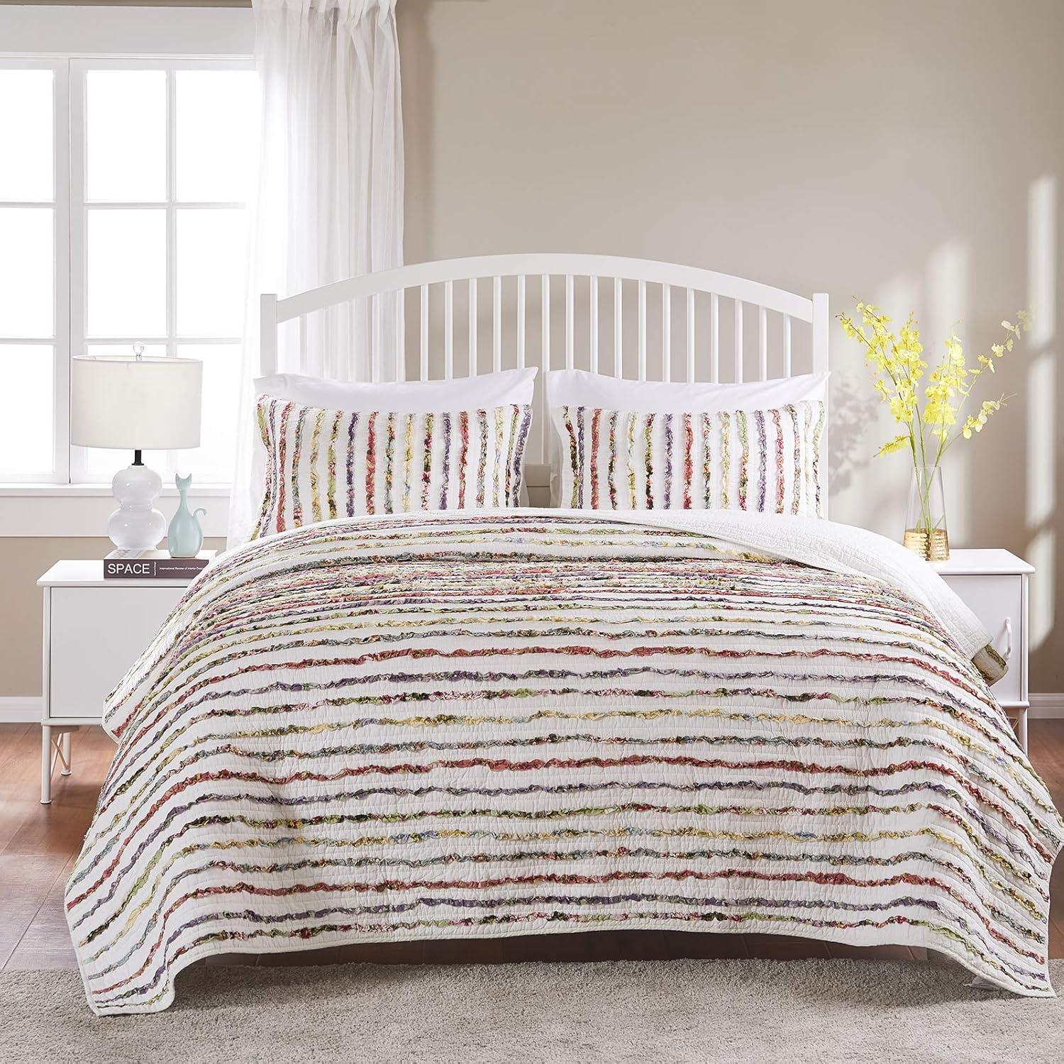 Greenland Home Fashions Bella Ruffle Cotton Modern Farmhouse Quilt Set & Reviews | Wayfair