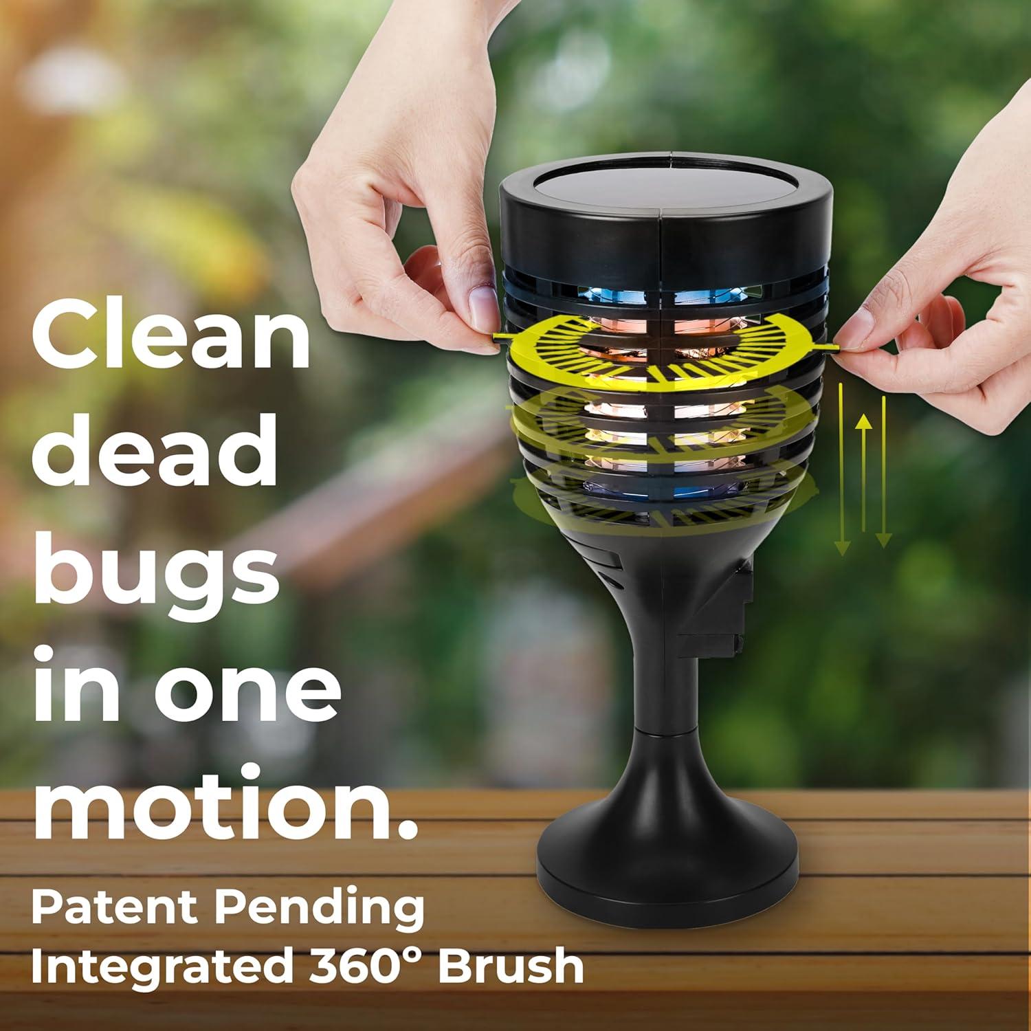 Solar Black Bug Zapper Torch with Easy-Clean Brush