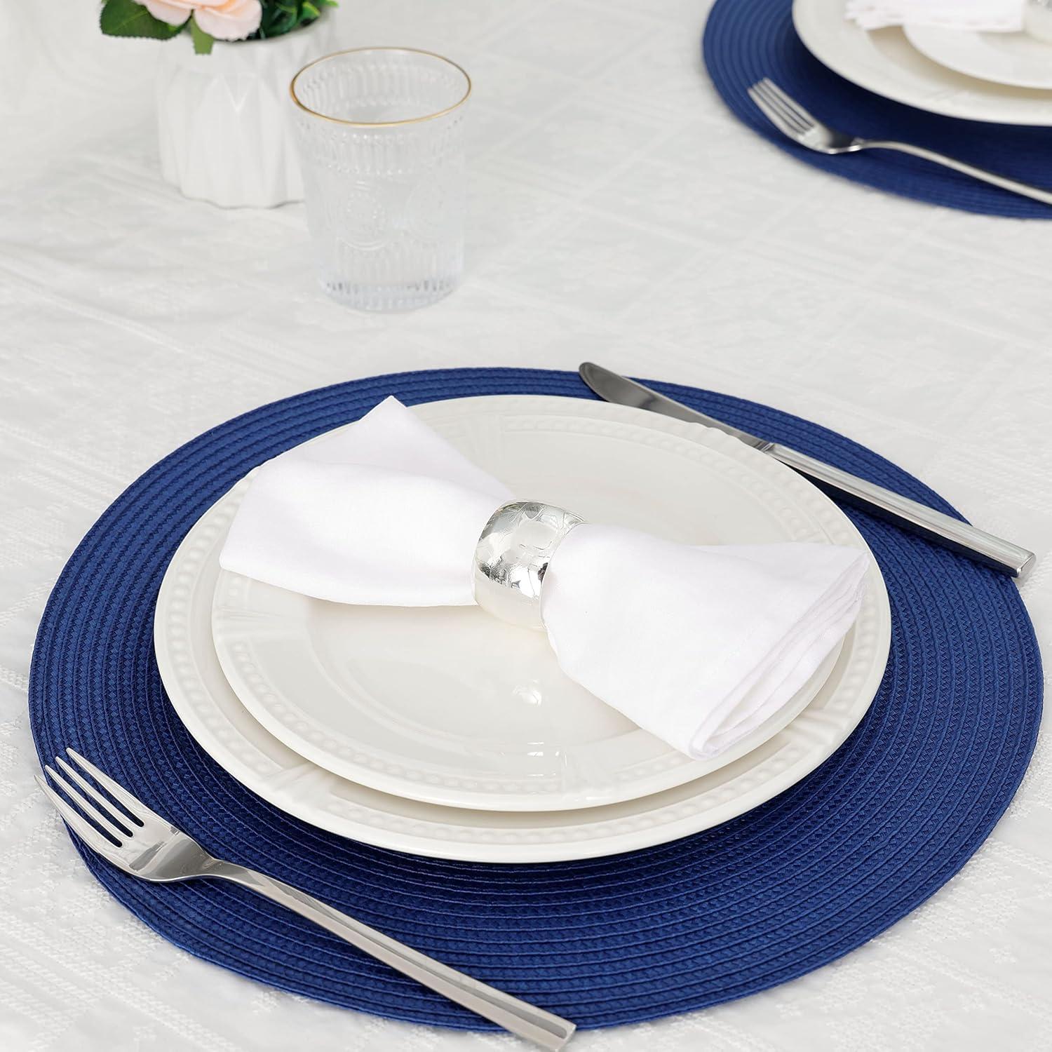 DII Nautical Blue Round Polypropylene Woven Placemat (Set of 6)