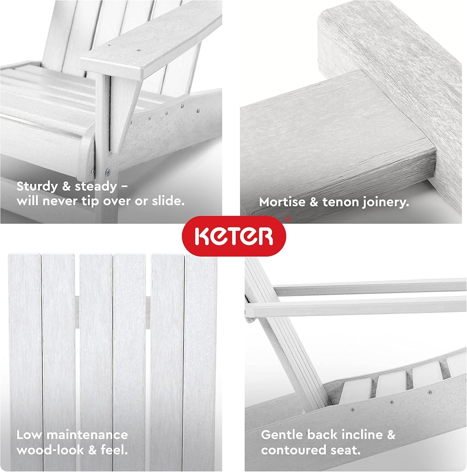 Keter Keter Montauk Adirondack Chair Modern Premium Weatherproof Outdoor Patio Furniture Ideal for Entertaining by the Pool or Backyard Fire Pit