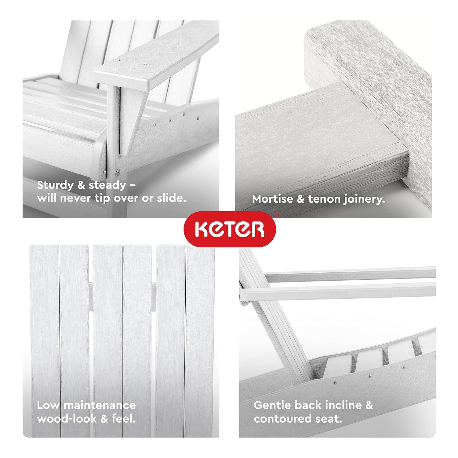 Keter Keter Montauk Adirondack Chair Modern Premium Weatherproof Outdoor Patio Furniture Ideal for Entertaining by the Pool or Backyard Fire Pit