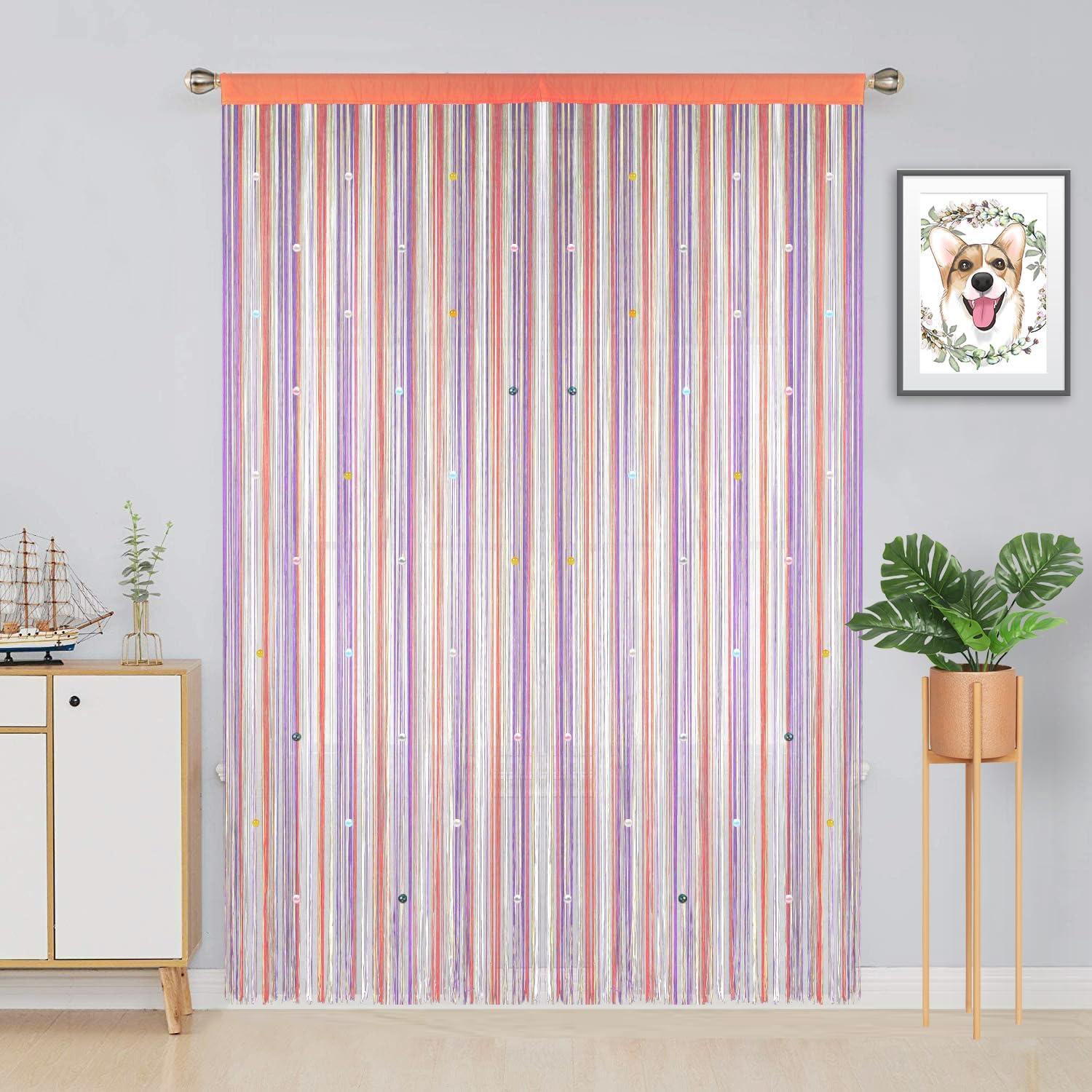 YIIBAII Beaded Curtain Beaded Curtains for Doorways Crystals Suitable for Interior Decoration and Partitions Hippy Closet Curtains (Rainbow, 39"x79")