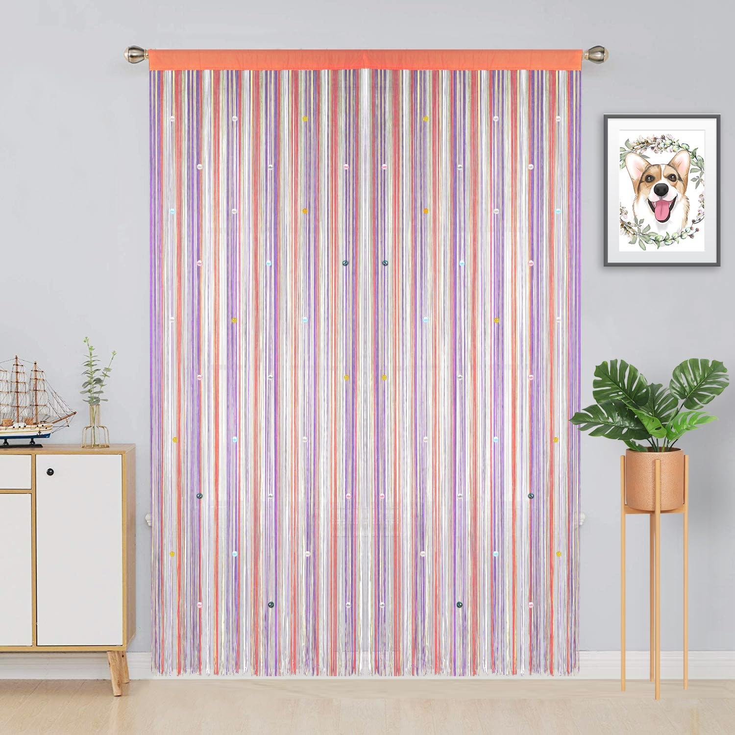 YIIBAII Beaded Curtain Beaded Curtains for Doorways Crystals Suitable for Interior Decoration and Partitions Hippy Closet Curtains (Rainbow, 39"x79")