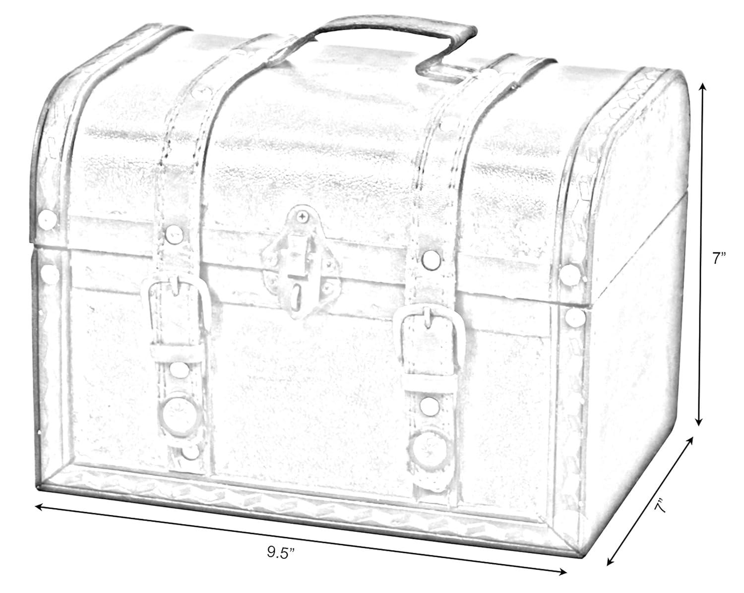 Vintiquewise Decorative Wood Leather Treasure Box - Large Trunk