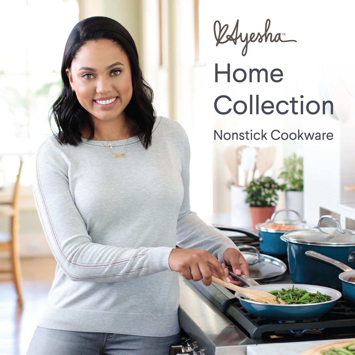 Ayesha Curry  Home Collection Porcelain Enamel Nonstick Cookware Pots & Pans Set, Twilight Teal - 9 Piece