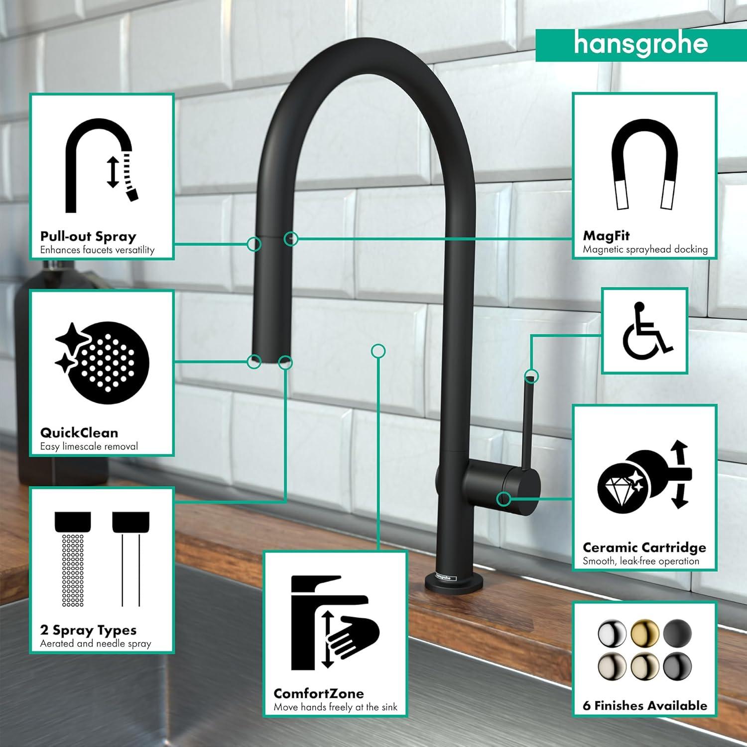 hansgrohe Talis N HighArc Kitchen Faucet, O-Style 2-Spray Pull-Down, 1.75 GPM