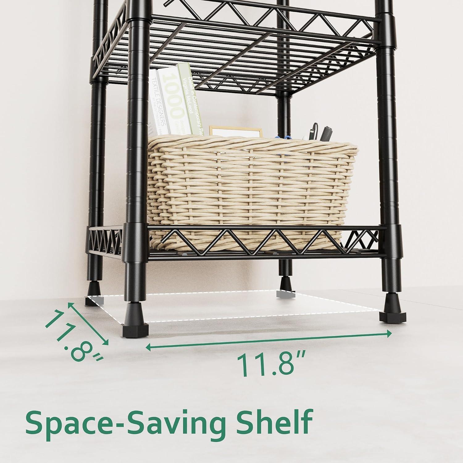 GIOTORENT 5-Wire Shelving Storage Garage Organizer, Adjustable Metal Shelf Wire Shelving Unit Rack for Laundry Bathroom Kitchen Storage, Pantry Closet Shelves, Matt Black