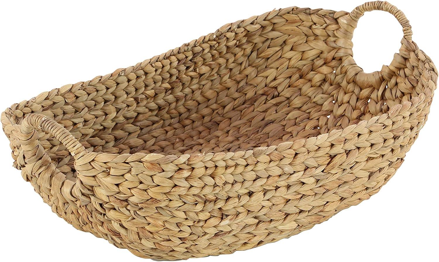 DecMode 23", 21", 19", 16", Brown Seagrass Handmade Storage Basket with Metal Handles, 5-Pieces