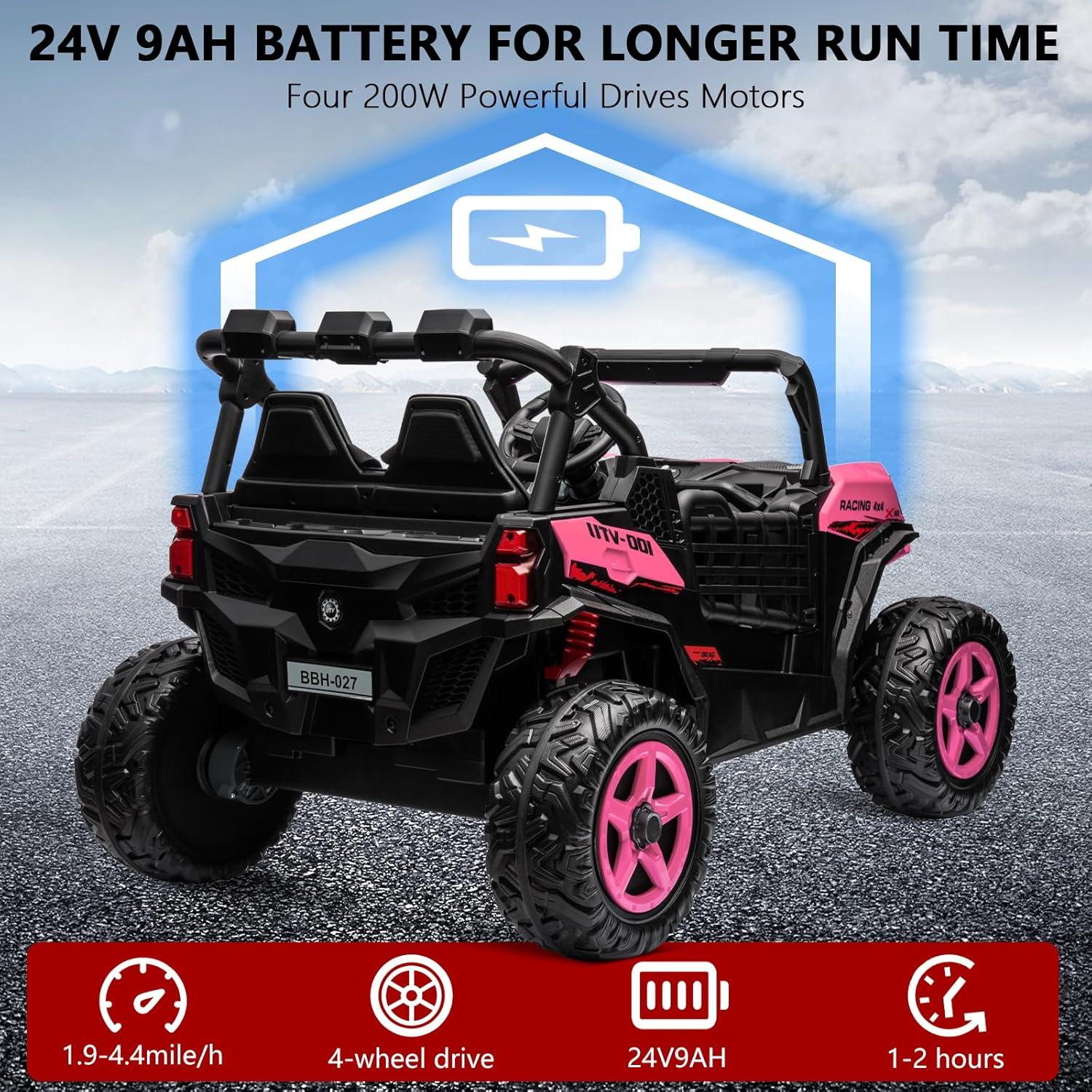 Pink 24V 2-Seater Ride-On UTV with Remote Control