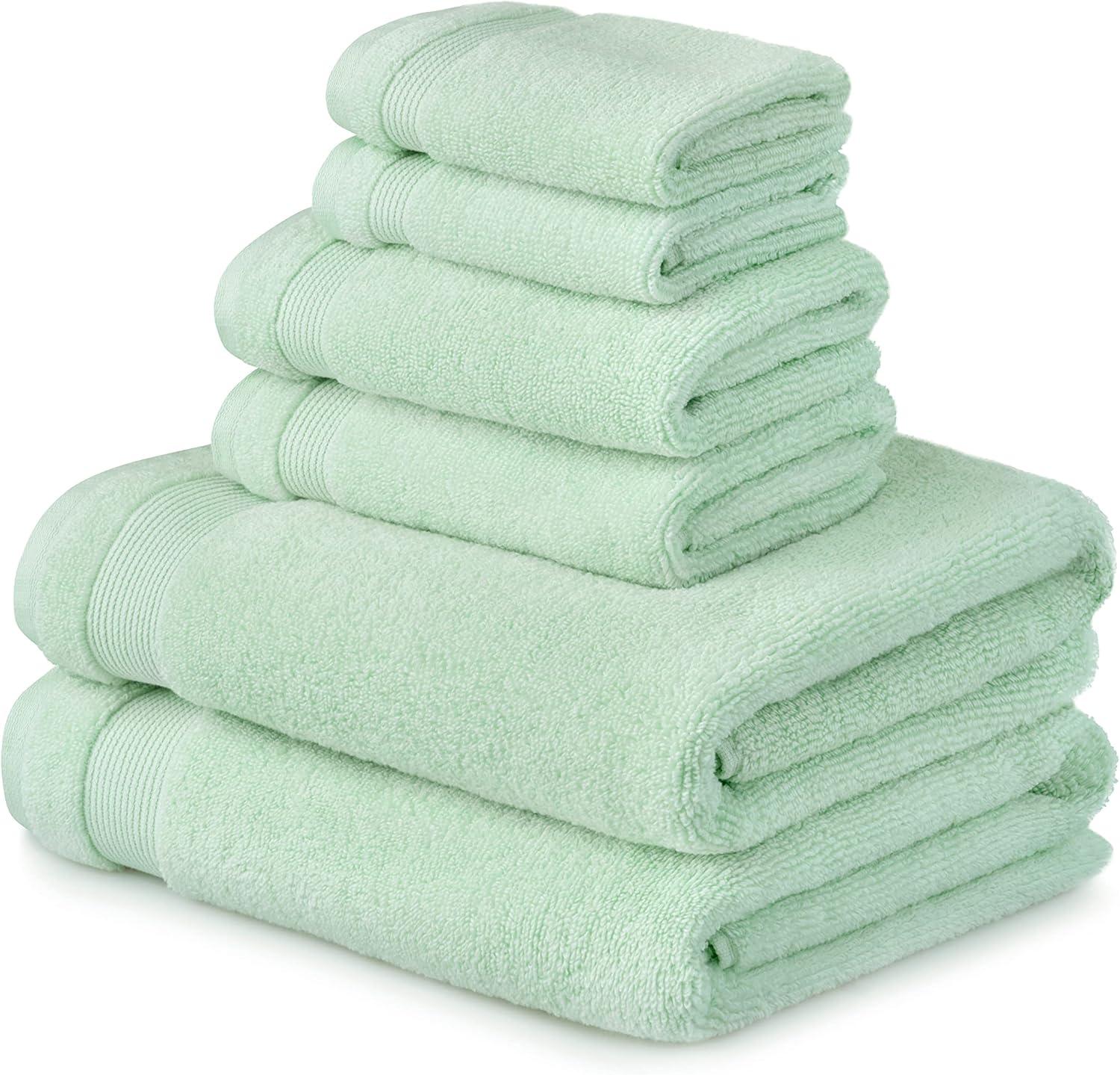 Mint Green 100% Cotton 6-Piece Bath Towel Set