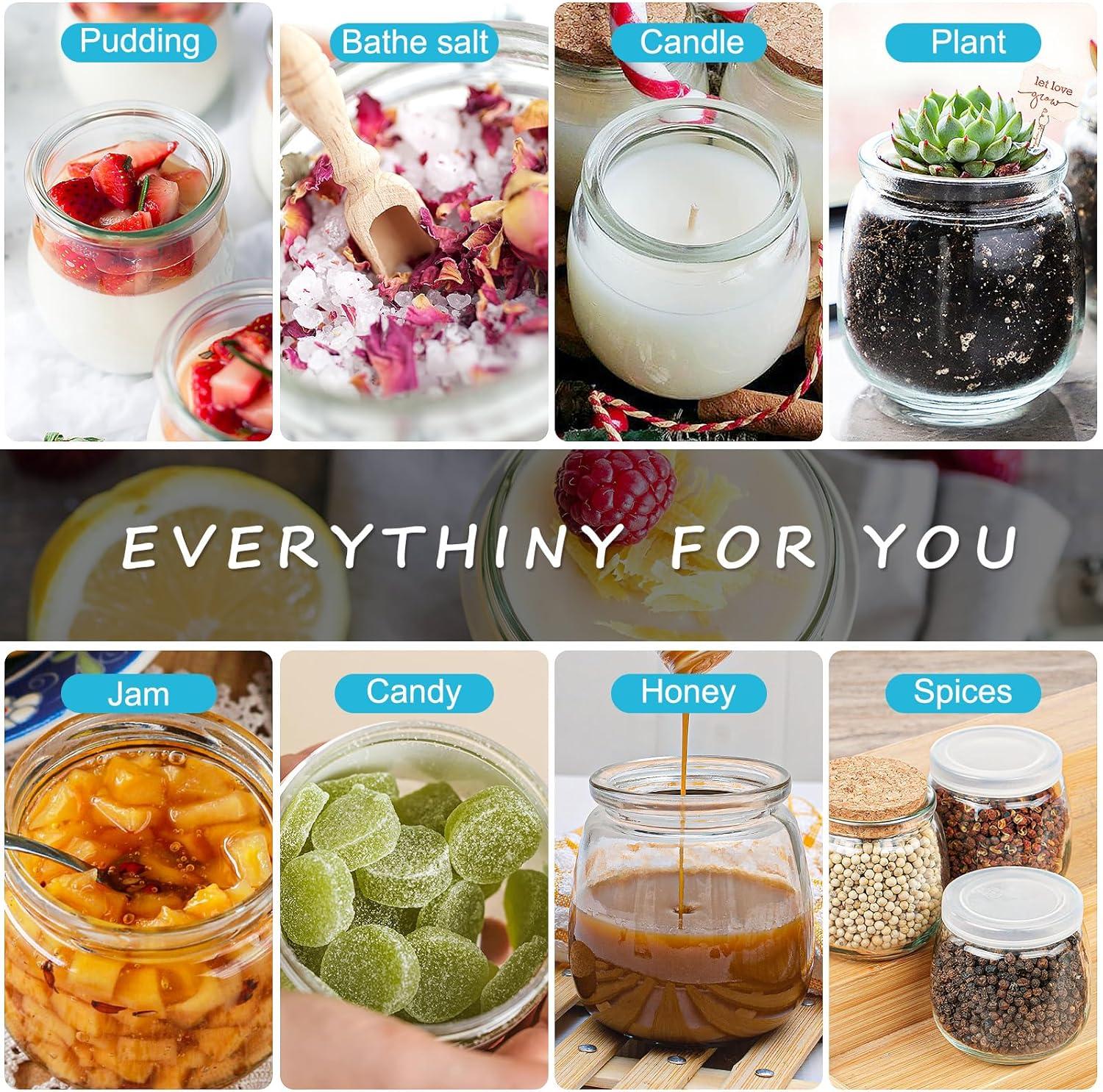 40 Pack Syntic 7oz Thick Candle Jars for Making Candles, Empty Container with with Cork Lids, PE Lids for Gift Favors, Party decorate Clear