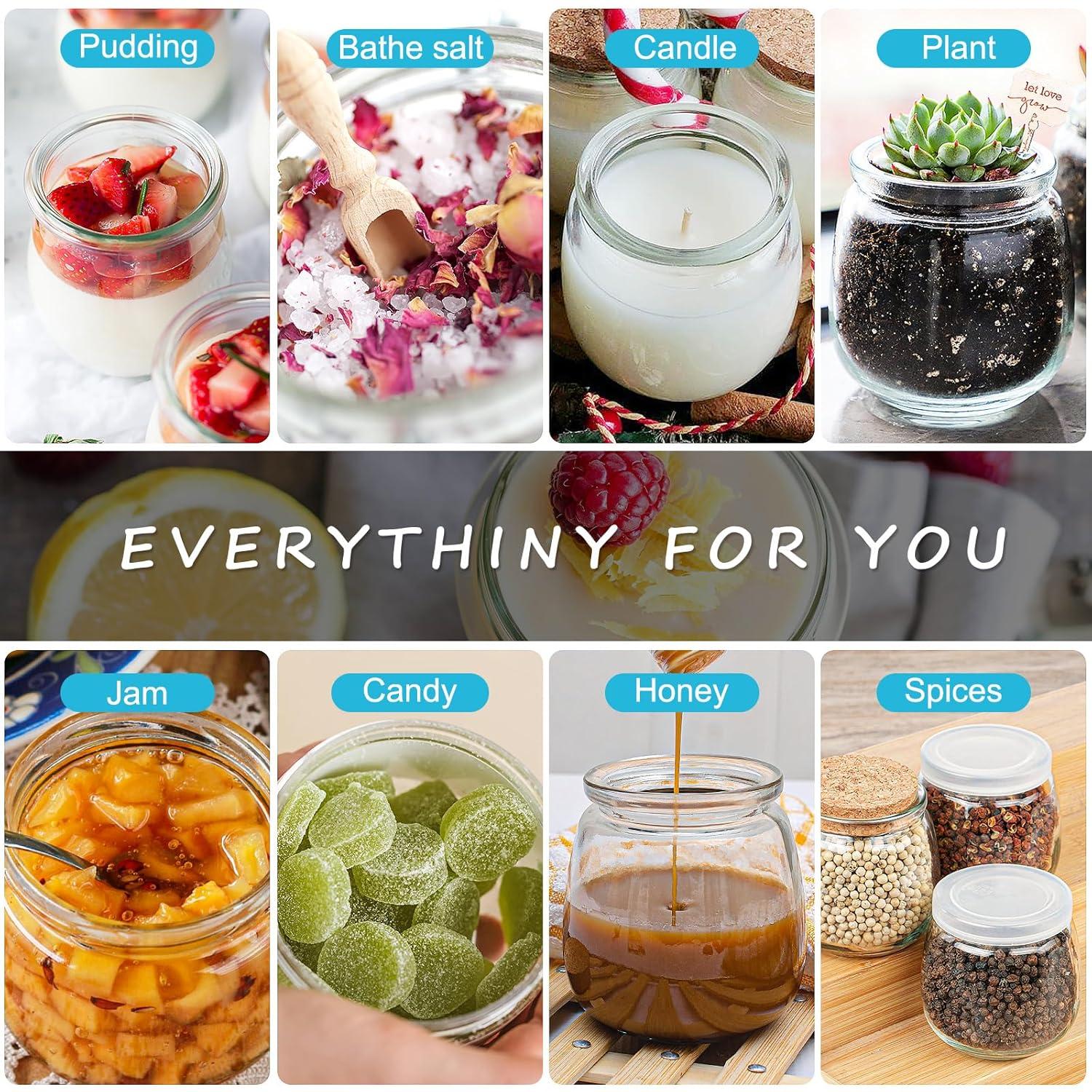 40 Pack Syntic 7oz Thick Candle Jars for Making Candles, Empty Container with with Cork Lids, PE Lids for Gift Favors, Party decorate Clear