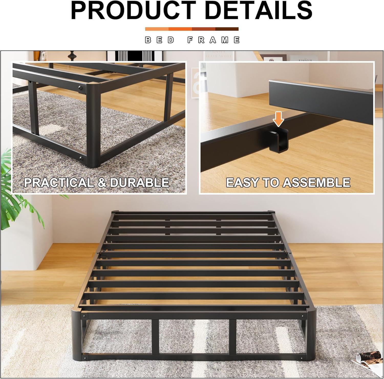 Mahtotopa 9 Inch Twin Box Spring High Profile Metal Frame Mattress Foundation With Fabric Cover