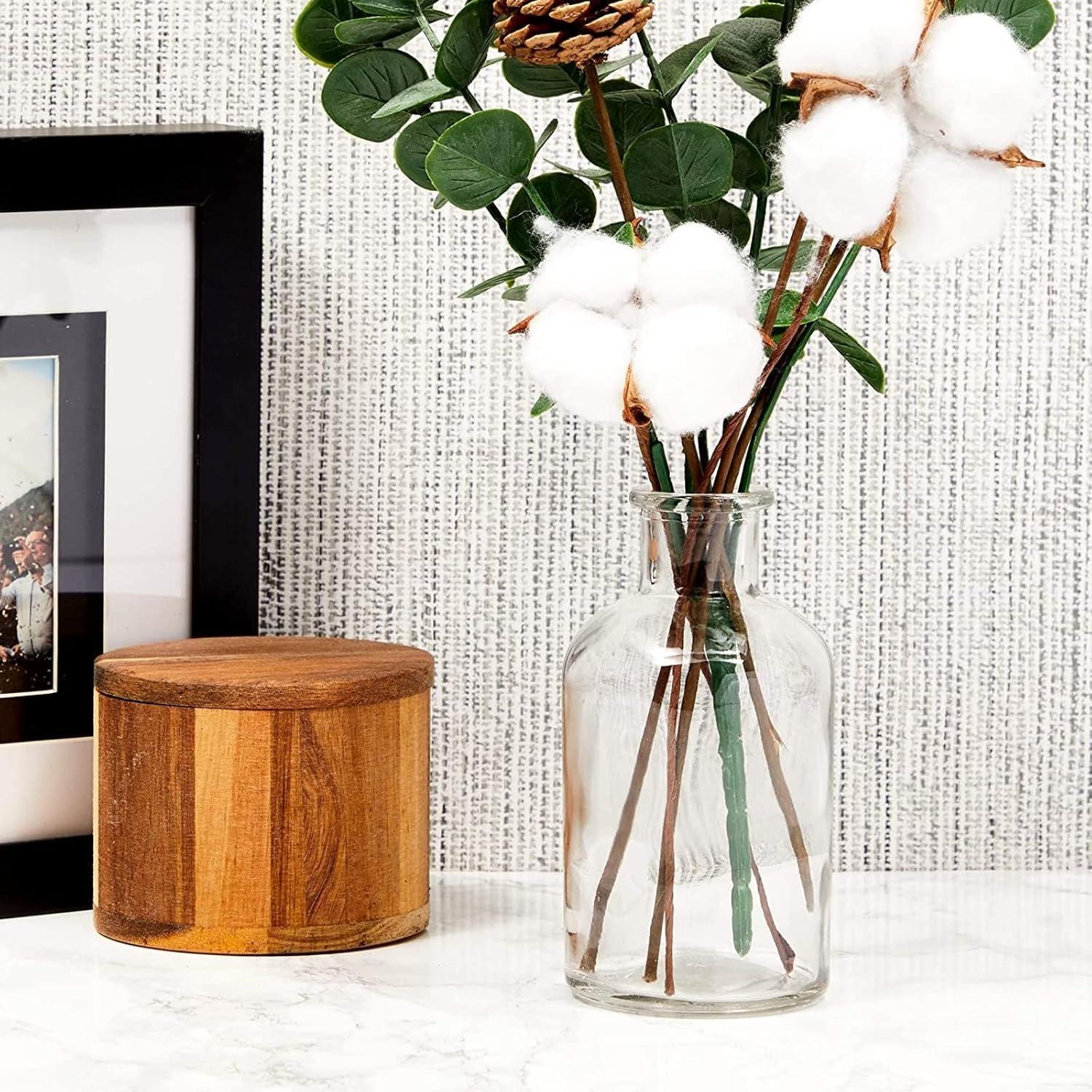 Juvale Farmlyn Creek 6-Pack Small Clear Vases for Centerpieces, Glass Jars for Stems, Flower Buds, Home Décor (2.8x5 In)